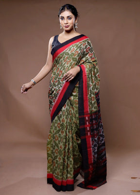 Green Pure Cotton Saree With Blouse Piece - Indian Silk House Agencies