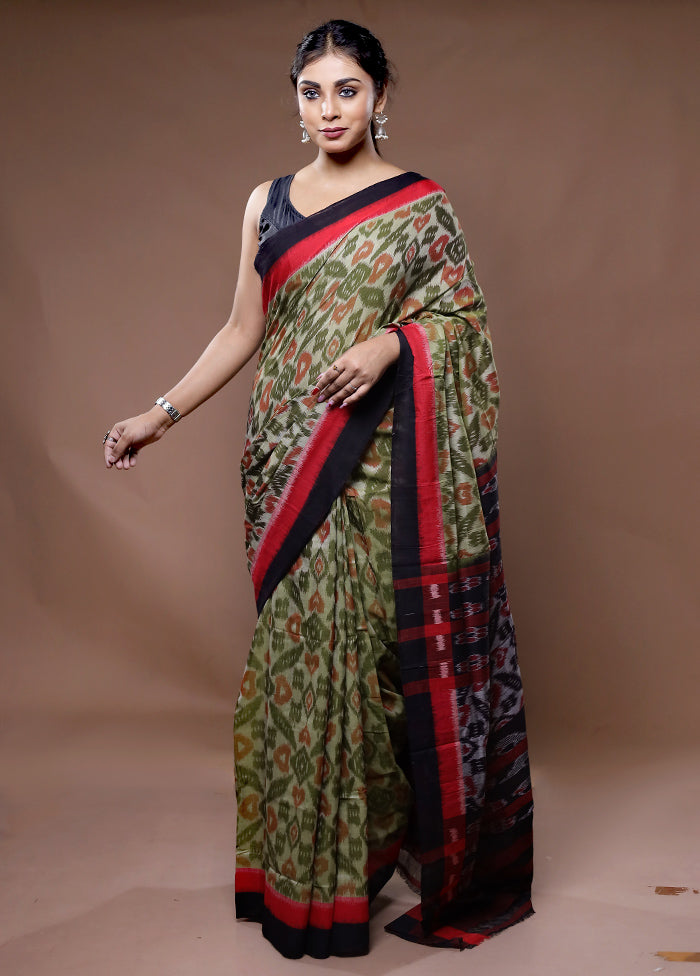 Green Pure Cotton Saree With Blouse Piece - Indian Silk House Agencies