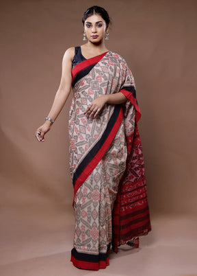 Cream Pure Cotton Saree With Blouse Piece - Indian Silk House Agencies