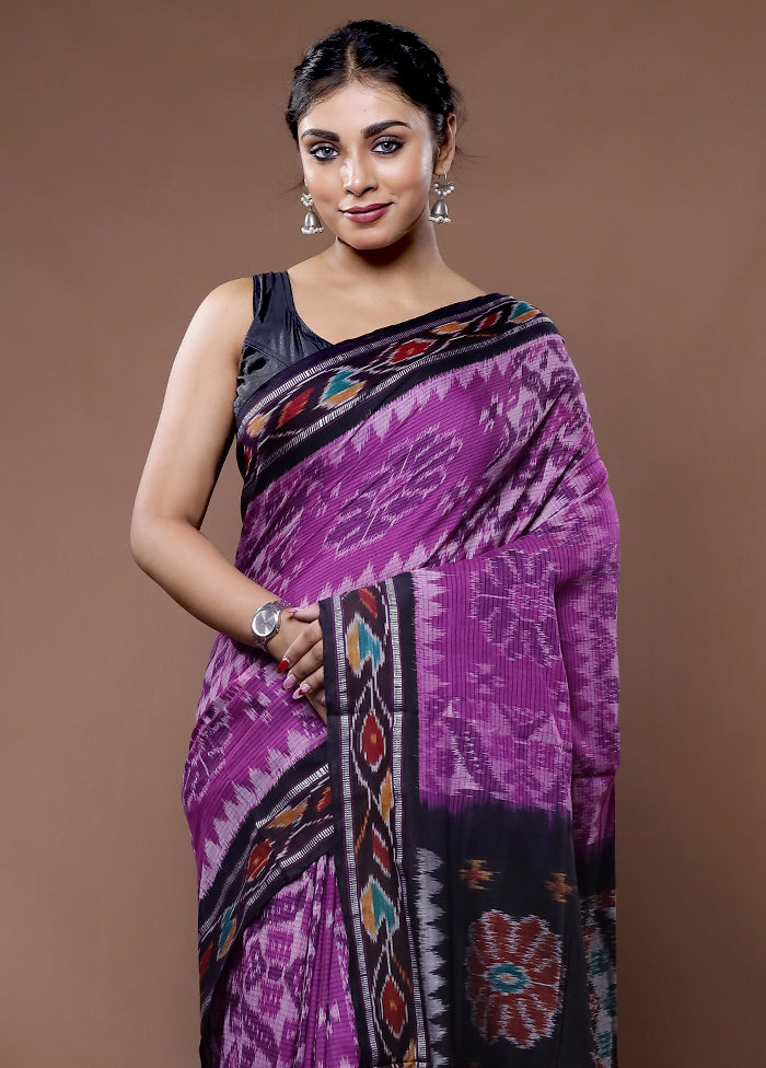 Purple Pure Cotton Saree With Blouse Piece - Indian Silk House Agencies