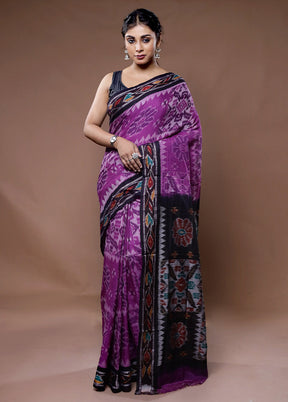 Purple Pure Cotton Saree With Blouse Piece - Indian Silk House Agencies