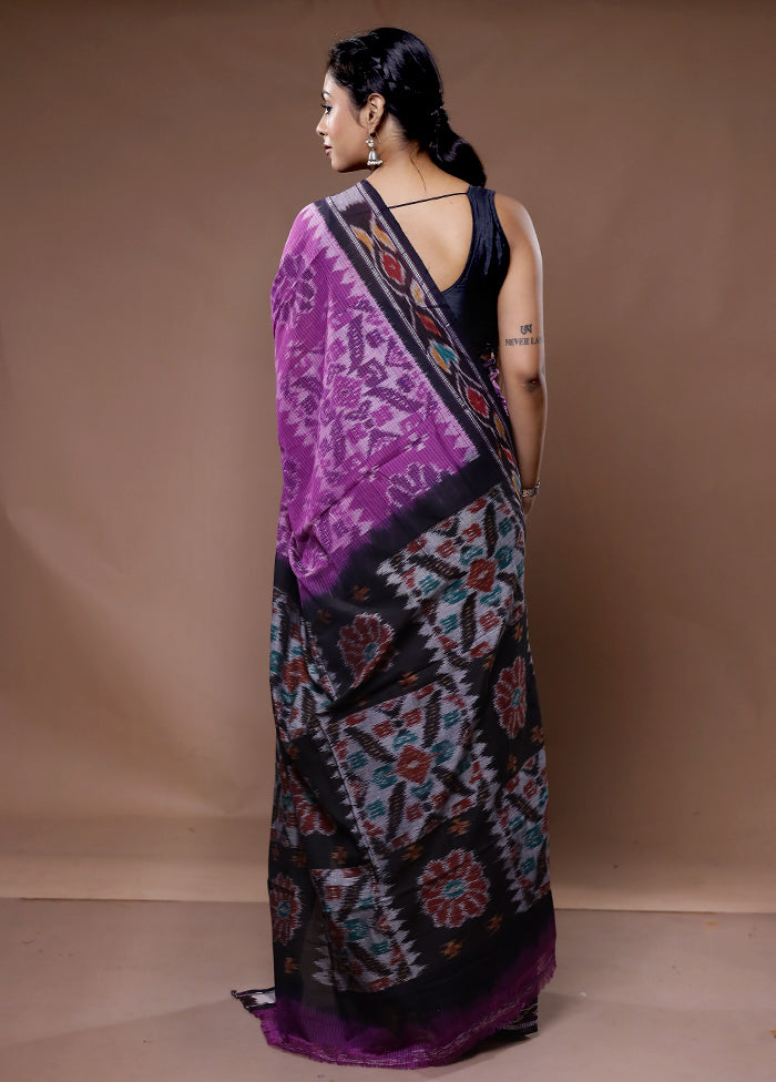 Purple Pure Cotton Saree With Blouse Piece - Indian Silk House Agencies