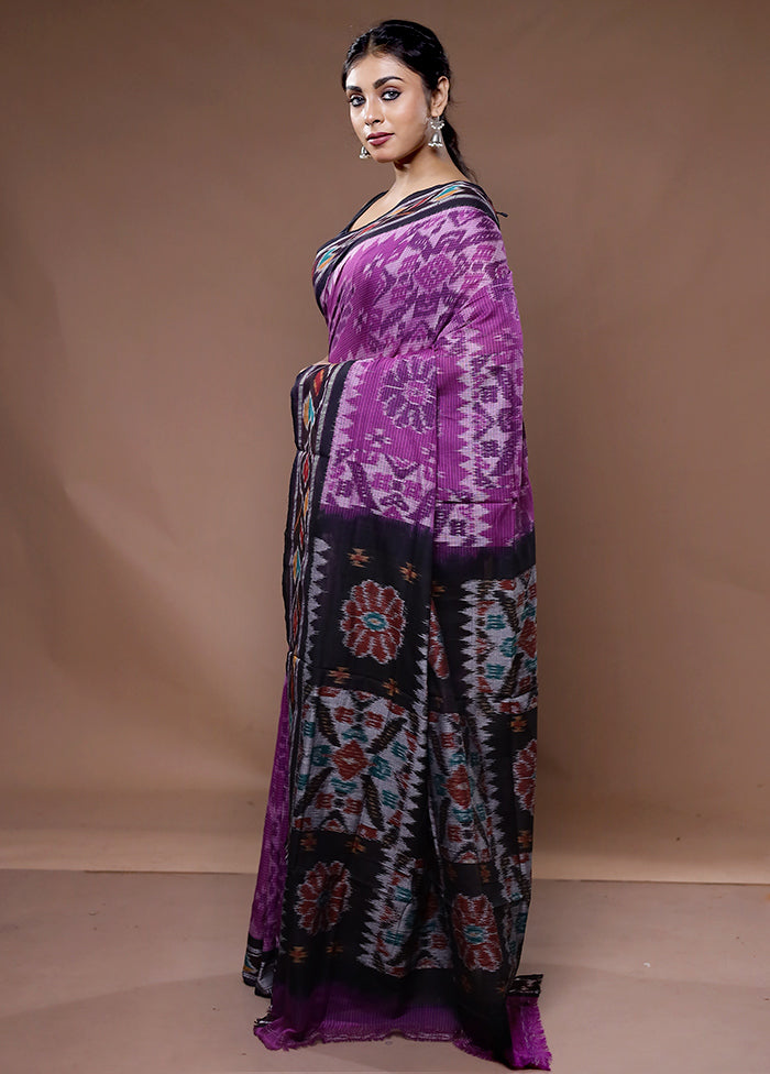 Purple Pure Cotton Saree With Blouse Piece - Indian Silk House Agencies