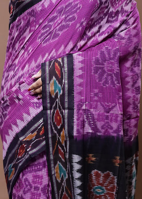 Purple Pure Cotton Saree With Blouse Piece - Indian Silk House Agencies