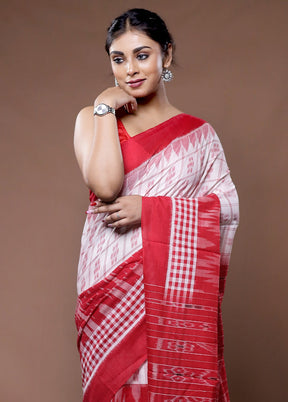 Red Pure Cotton Saree With Blouse Piece - Indian Silk House Agencies