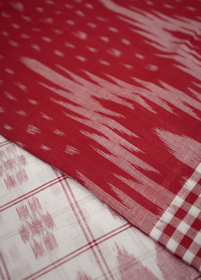 Red Pure Cotton Saree With Blouse Piece - Indian Silk House Agencies