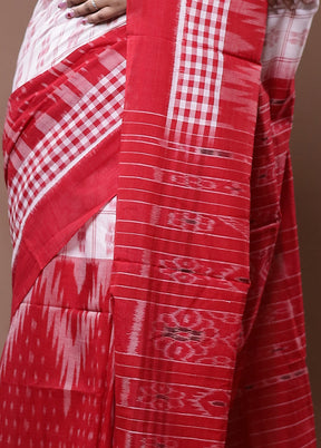 Red Pure Cotton Saree With Blouse Piece - Indian Silk House Agencies