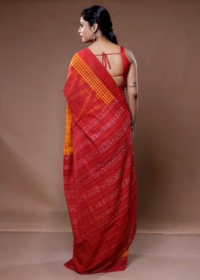 Red Pure Cotton Saree With Blouse Piece