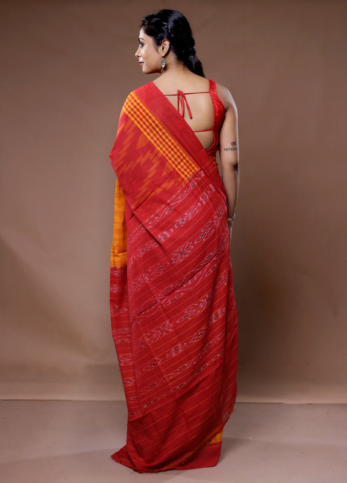 Red Pure Cotton Saree With Blouse Piece