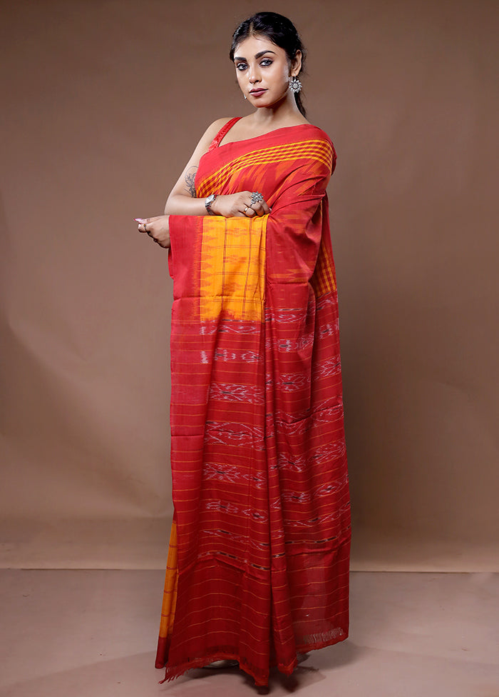 Red Pure Cotton Saree With Blouse Piece