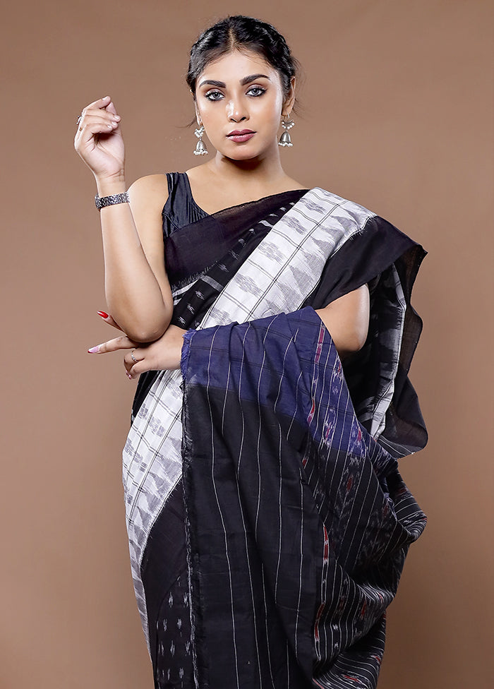 Black Pure Cotton Saree With Blouse Piece - Indian Silk House Agencies