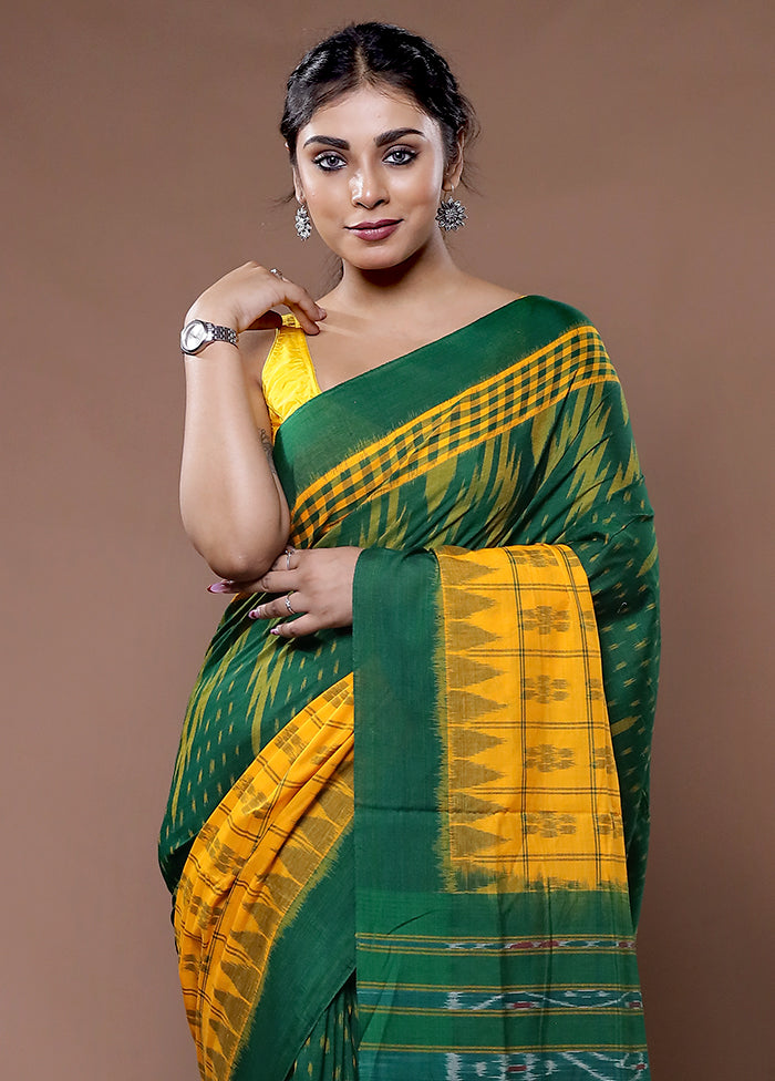 Green Pure Cotton Saree With Blouse Piece - Indian Silk House Agencies