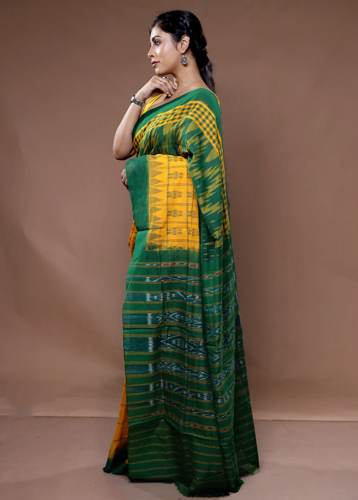 Green Pure Cotton Saree With Blouse Piece - Indian Silk House Agencies