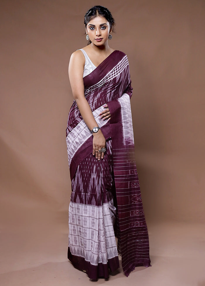 Maroon Pure Cotton Saree With Blouse Piece - Indian Silk House Agencies