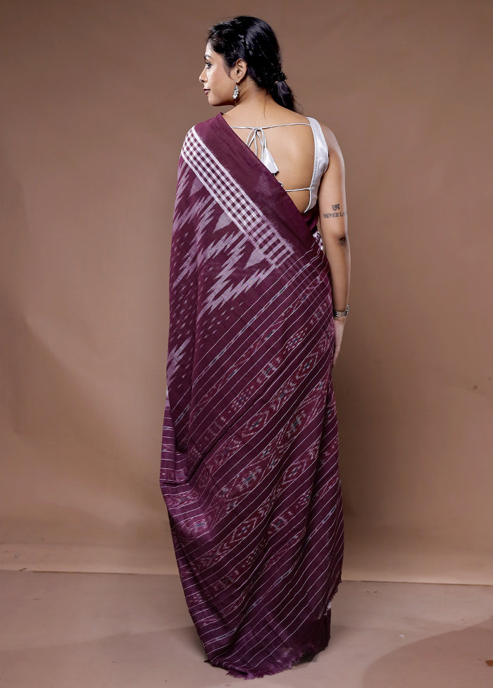 Maroon Pure Cotton Saree With Blouse Piece - Indian Silk House Agencies