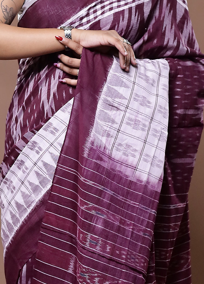 Maroon Pure Cotton Saree With Blouse Piece - Indian Silk House Agencies