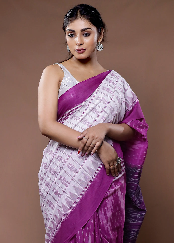 Purple Pure Cotton Saree With Blouse Piece - Indian Silk House Agencies