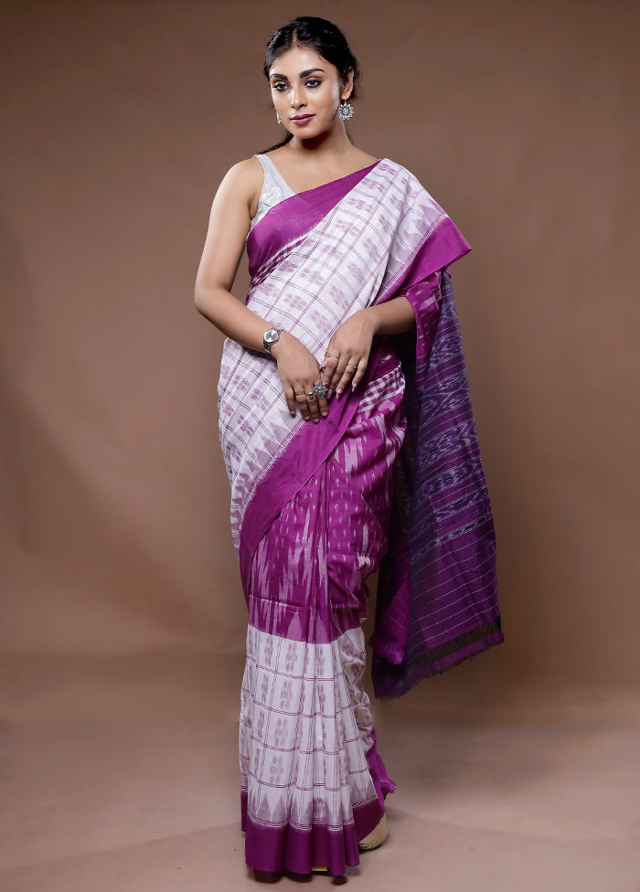 Purple Pure Cotton Saree With Blouse Piece - Indian Silk House Agencies