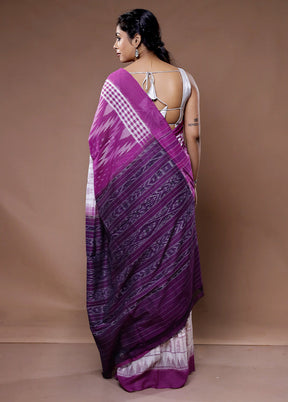 Purple Pure Cotton Saree With Blouse Piece - Indian Silk House Agencies