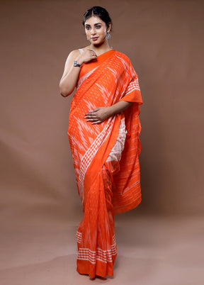 Orange Pure Cotton Saree With Blouse Piece - Indian Silk House Agencies