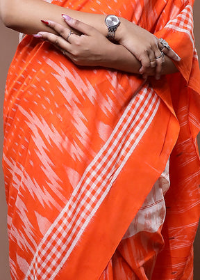 Orange Pure Cotton Saree With Blouse Piece - Indian Silk House Agencies