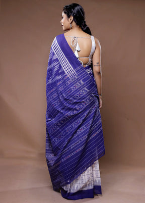 Blue Pure Cotton Saree With Blouse Piece - Indian Silk House Agencies