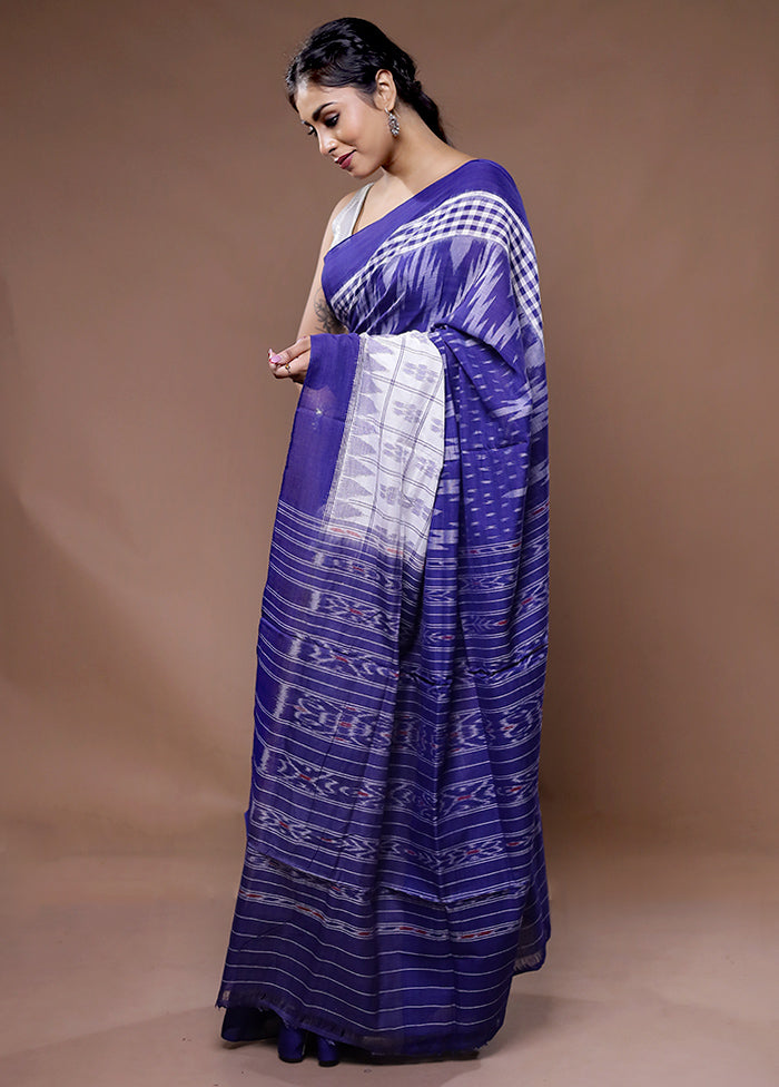 Blue Pure Cotton Saree With Blouse Piece - Indian Silk House Agencies