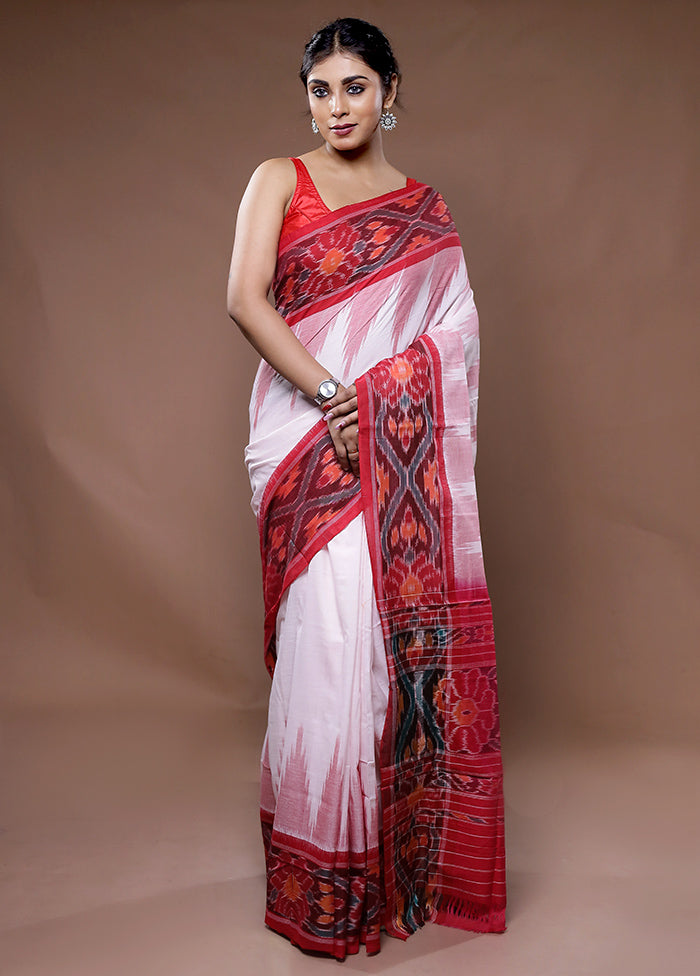 White Cotton Saree With Blouse Piece - Indian Silk House Agencies