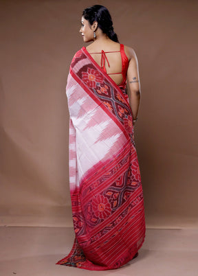 White Cotton Saree With Blouse Piece - Indian Silk House Agencies