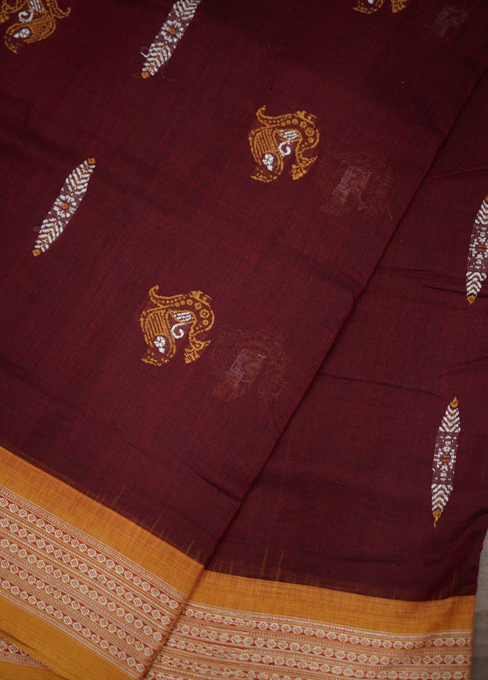 Maroon Pure Cotton Saree With Blouse Piece - Indian Silk House Agencies