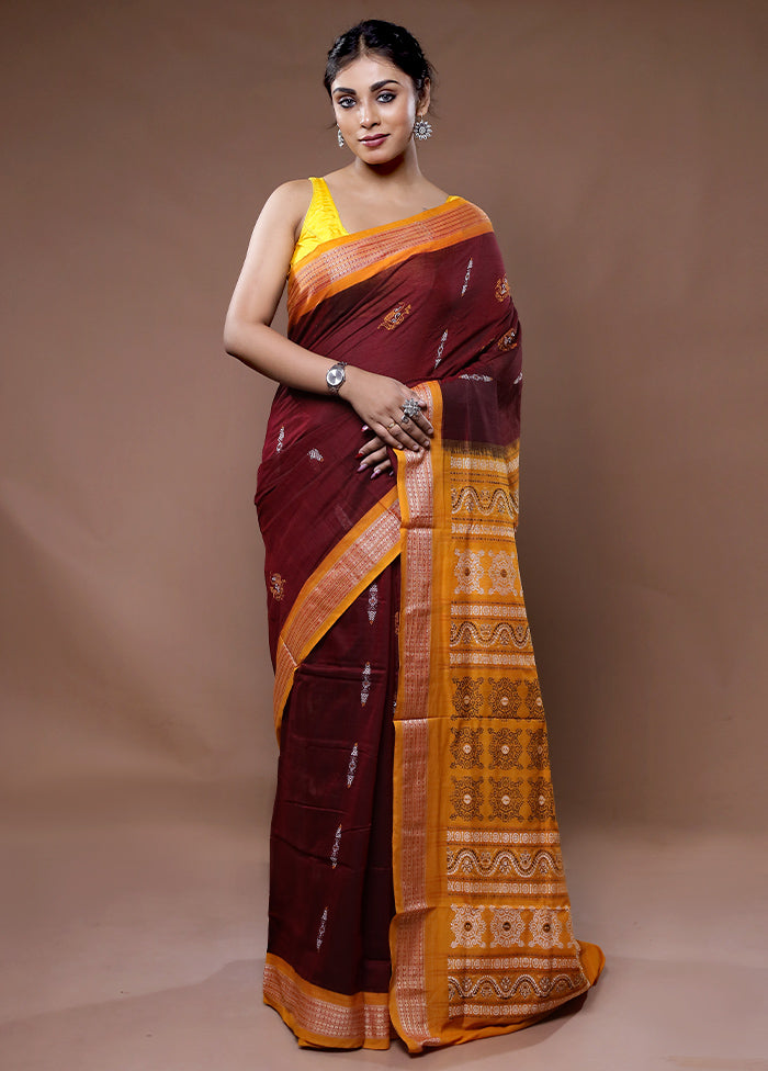 Maroon Pure Cotton Saree With Blouse Piece - Indian Silk House Agencies