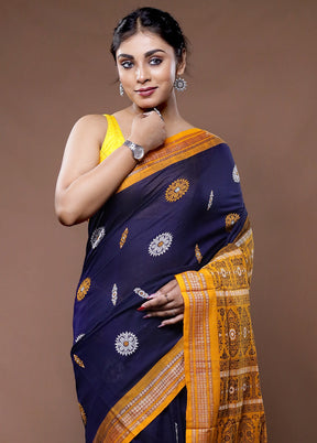 Blue Pure Cotton Saree With Blouse Piece - Indian Silk House Agencies