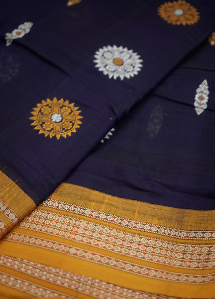 Blue Pure Cotton Saree With Blouse Piece - Indian Silk House Agencies