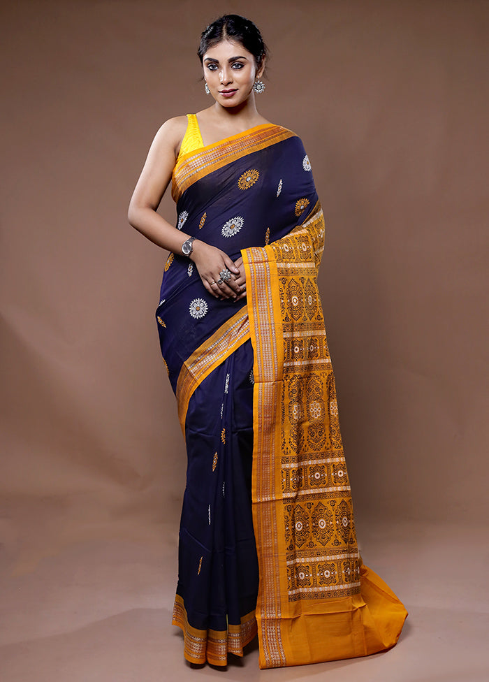 Blue Pure Cotton Saree With Blouse Piece - Indian Silk House Agencies