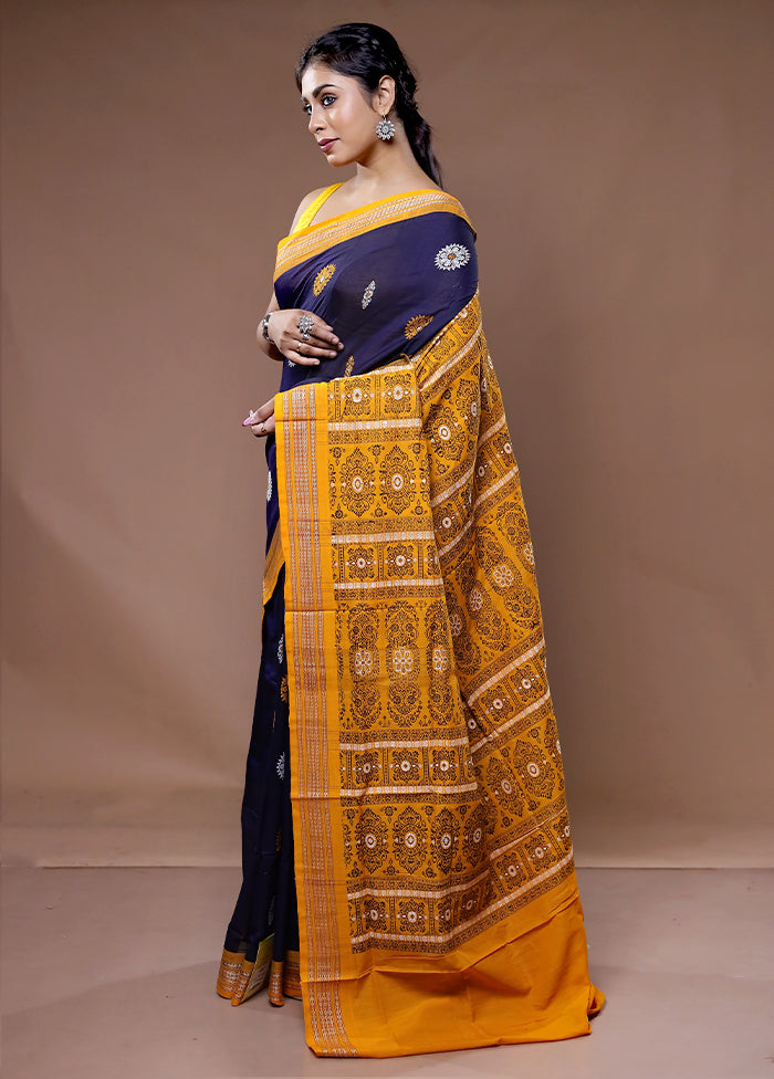 Blue Pure Cotton Saree With Blouse Piece - Indian Silk House Agencies