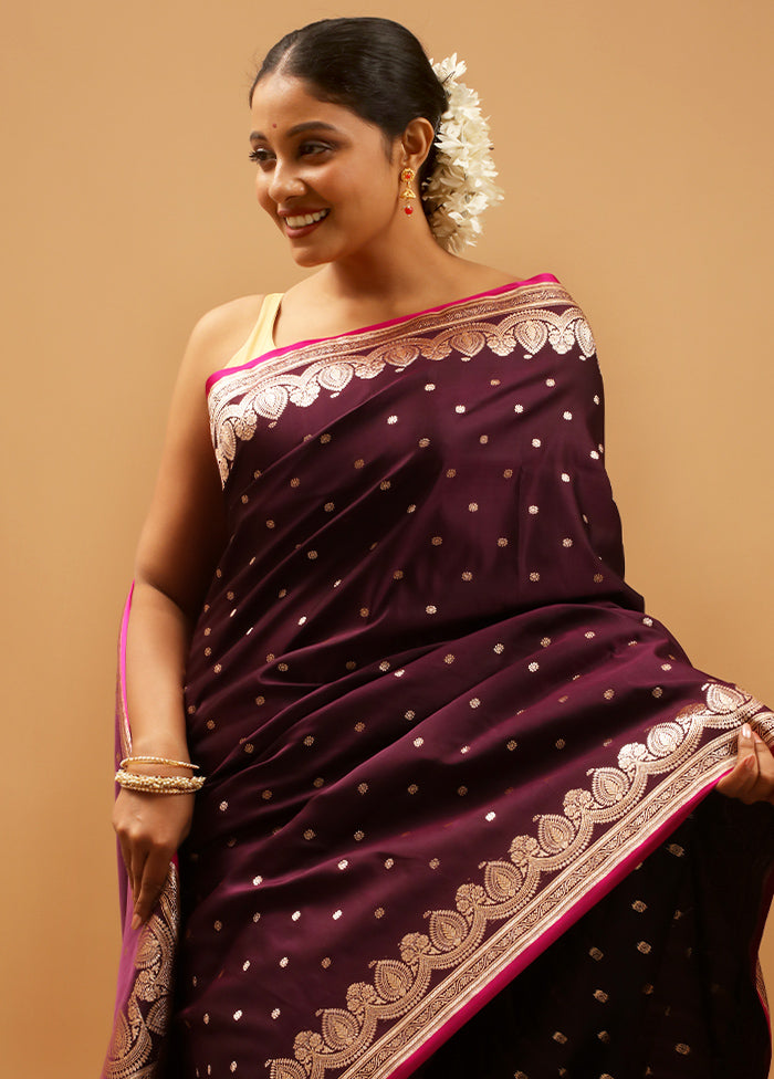 Purple Banarasi Silk Saree With Blouse Piece