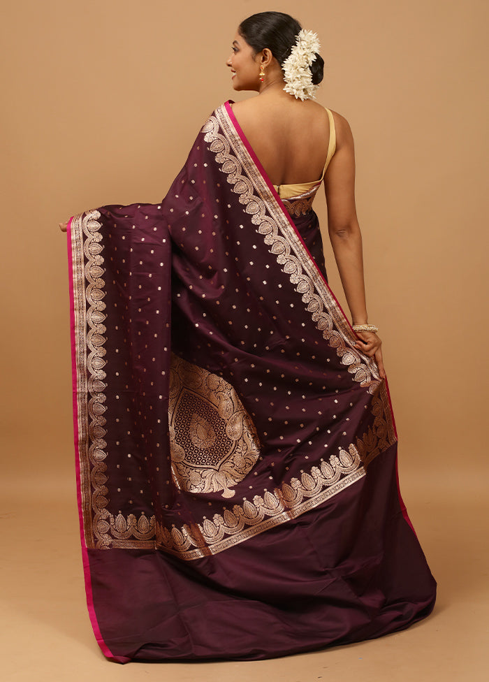 Purple Banarasi Silk Saree With Blouse Piece