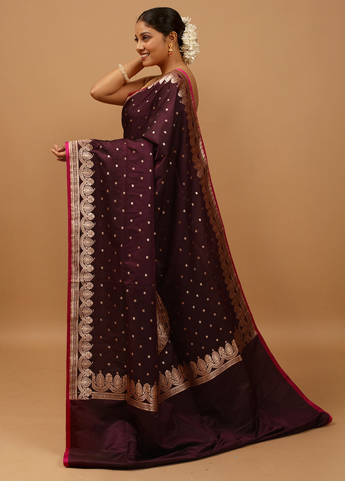 Purple Banarasi Silk Saree With Blouse Piece