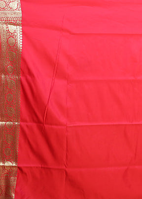 Pink Banarasi Silk Saree With Blouse Piece