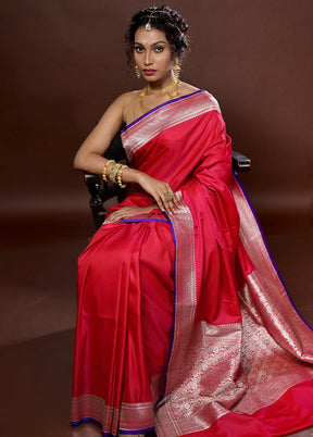 Red Uppada Silk Saree With Blouse Piece - Indian Silk House Agencies