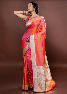 Orange Uppada Silk Saree With Blouse Piece - Indian Silk House Agencies