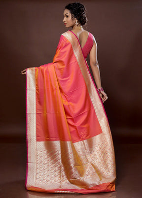 Orange Uppada Silk Saree With Blouse Piece - Indian Silk House Agencies