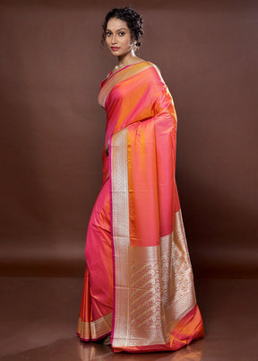 Orange Uppada Silk Saree With Blouse Piece - Indian Silk House Agencies