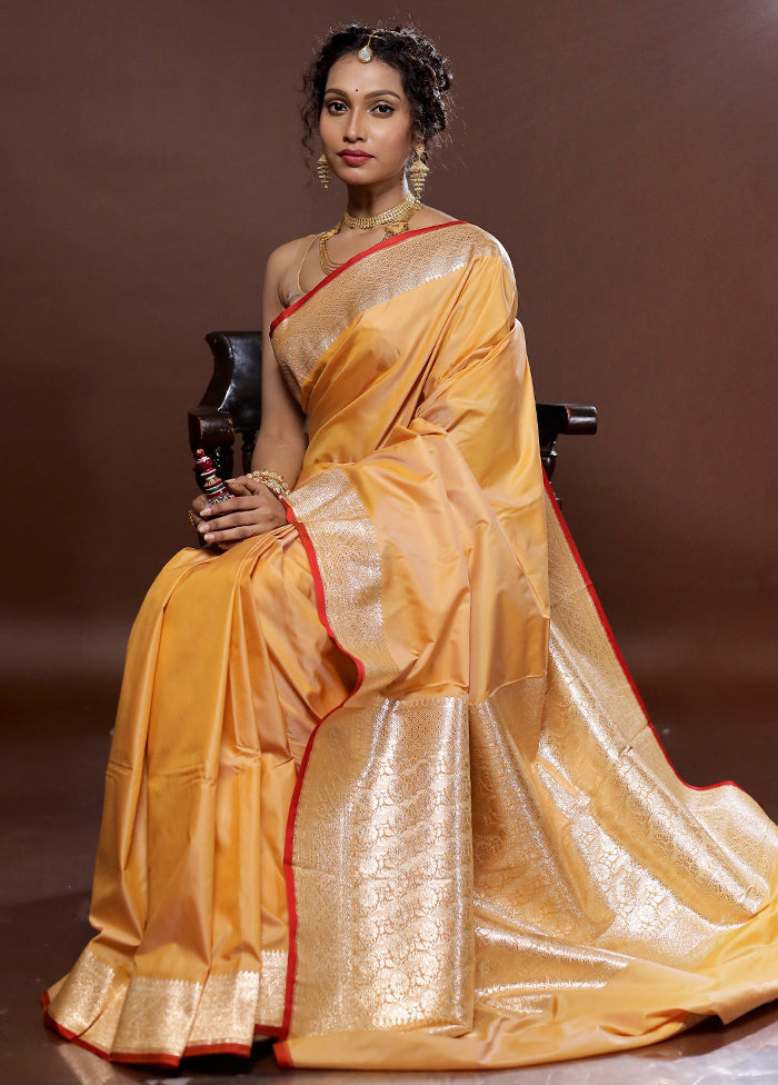 Yellow Uppada Silk Saree With Blouse Piece - Indian Silk House Agencies