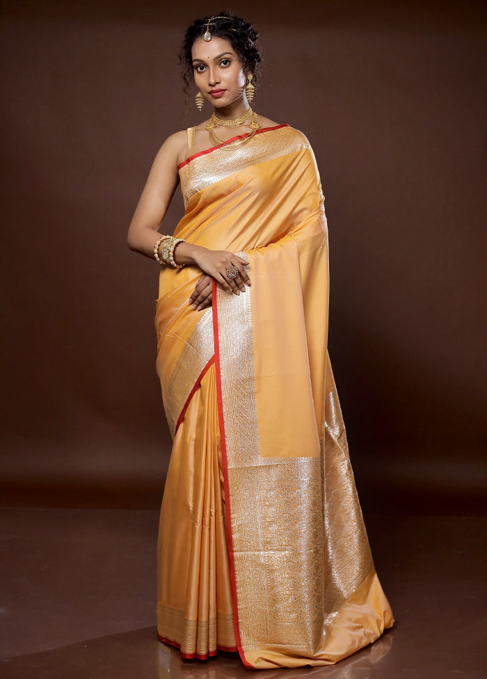 Yellow Uppada Silk Saree With Blouse Piece - Indian Silk House Agencies