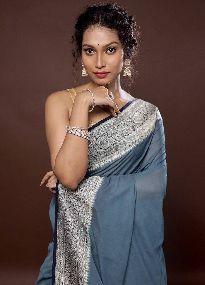 Grey Georgette Saree With Blouse Piece - Indian Silk House Agencies