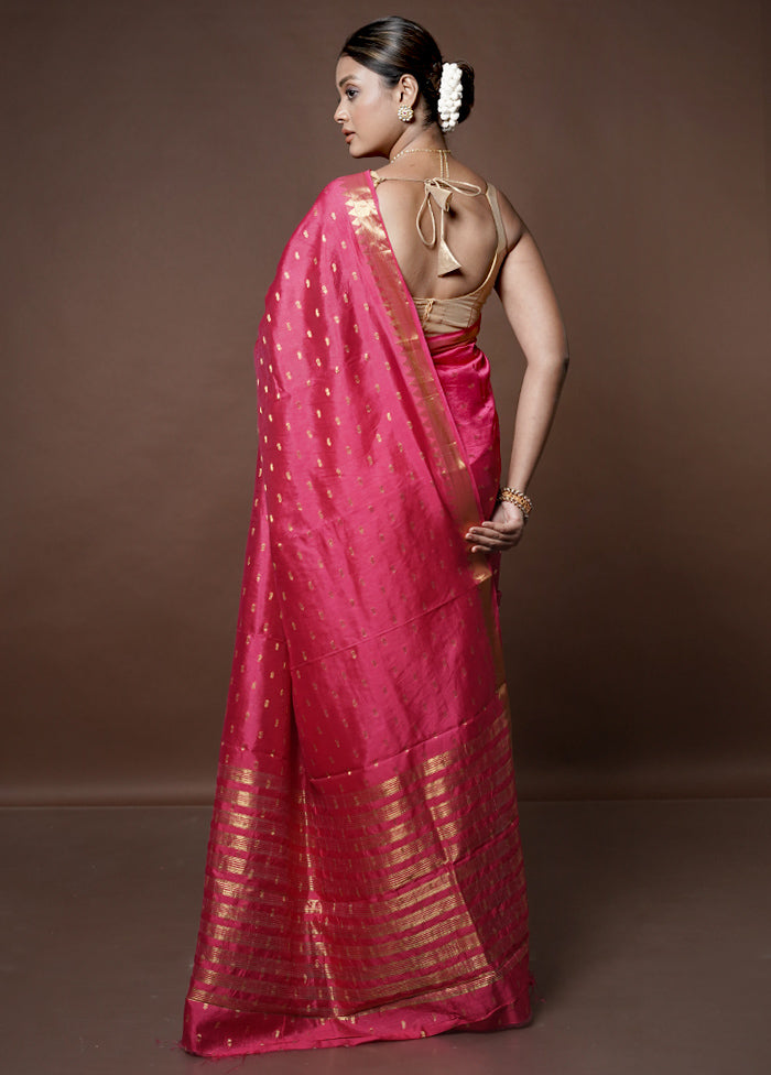 Pink Dupion Silk Saree With Blouse Piece