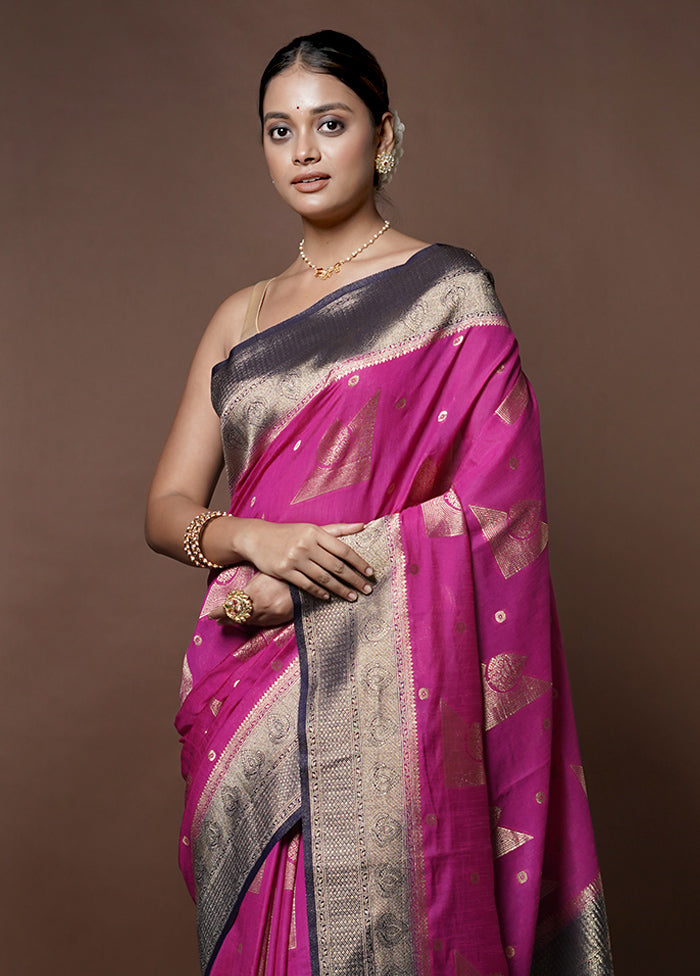 Pink Dupion Silk Saree With Blouse Piece