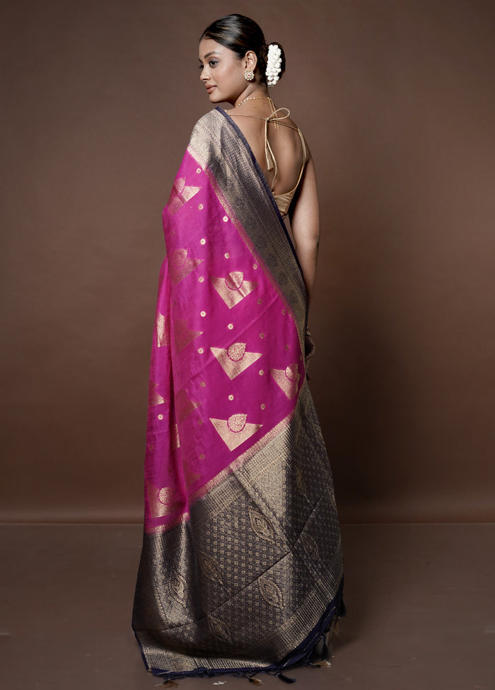 Pink Dupion Silk Saree With Blouse Piece