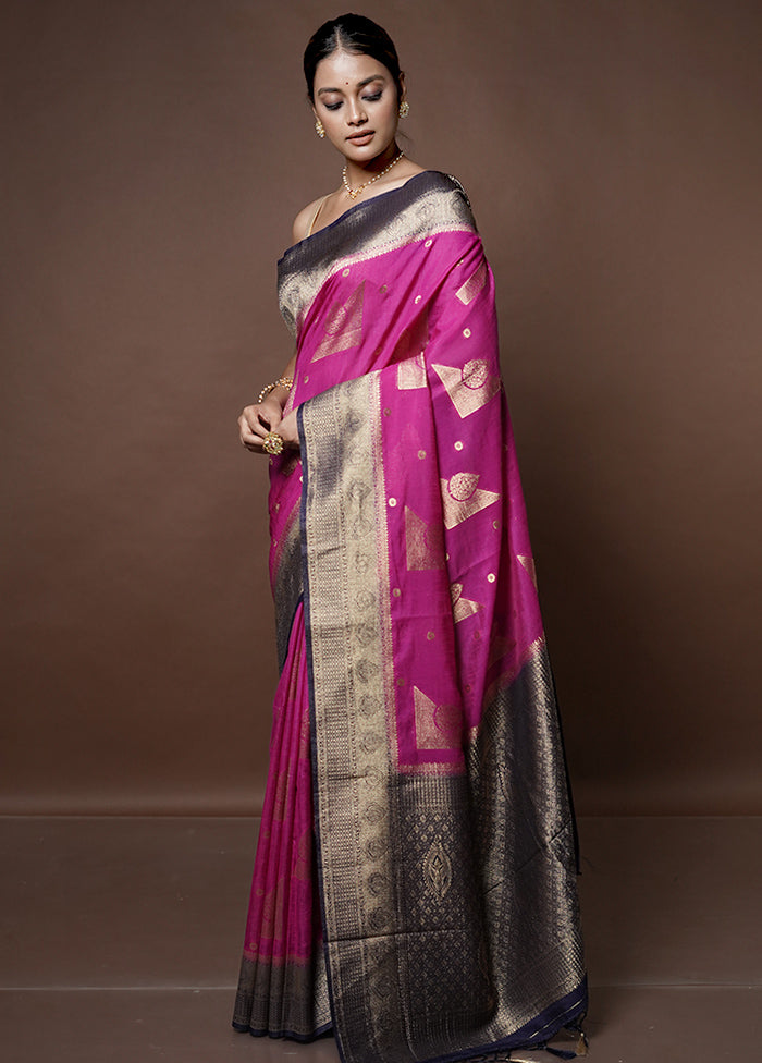 Pink Dupion Silk Saree With Blouse Piece